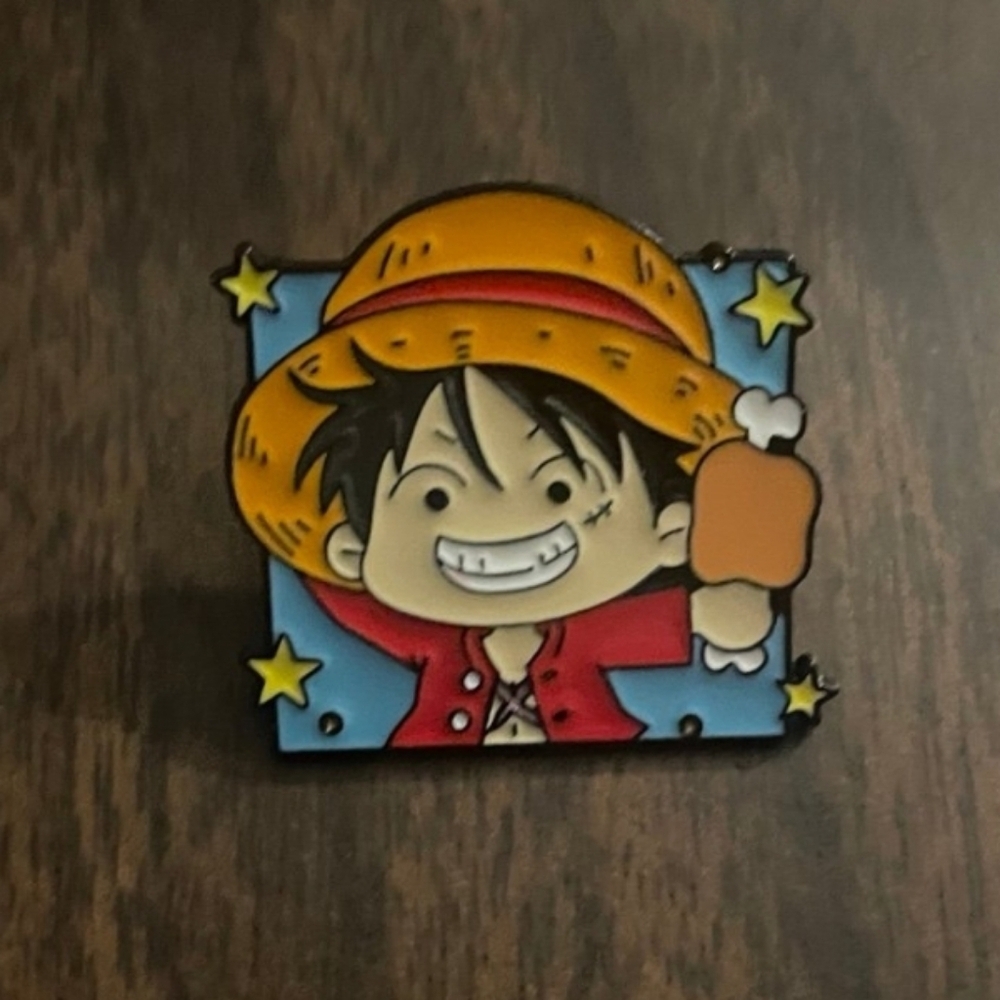 Onepiece Character Pin with Orange Hat and Red Jacket Luffy Anime Manga